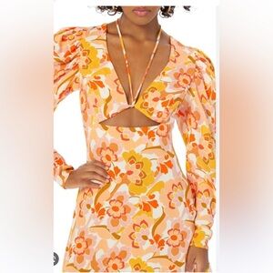 Afrm Etienne Floral Long Sleeve Minidress size large